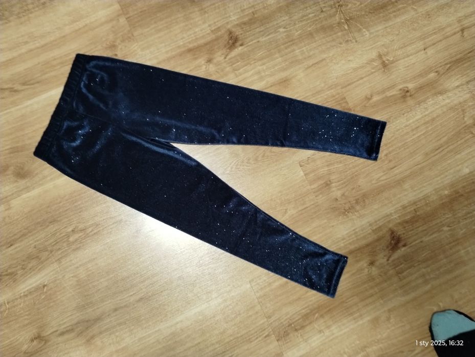 Jak nowe Legginsy / spodnie z brokatem dla dziewczynki 134