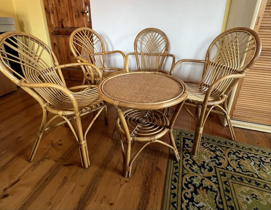 Zestaw bambusowy boho safari krzesła