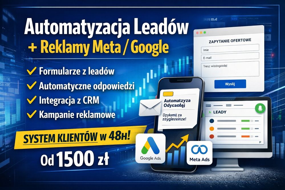 Automatyzacja leadów + konfiguracja reklam Meta/Google – system klient