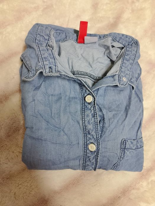 Koszula w kolorze jeansu dżins dziecięca kobieca guziki h&m divided