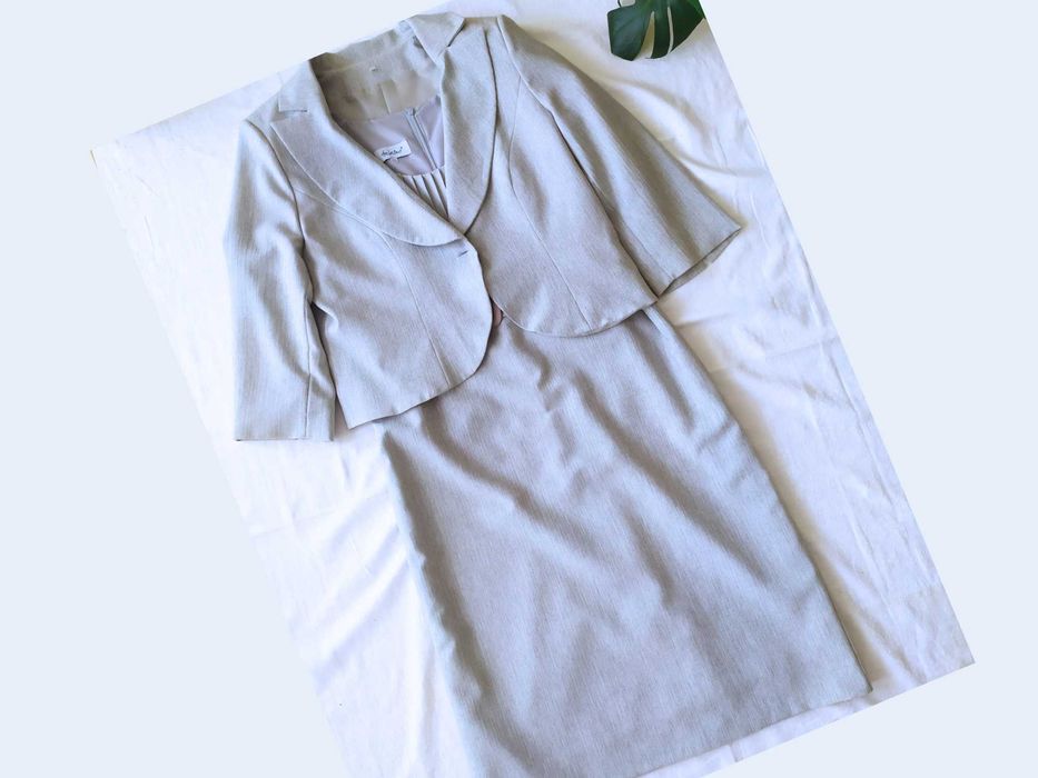 Zestaw komplet sukienka bez rękawów marynarka żakiet plus size Helena
