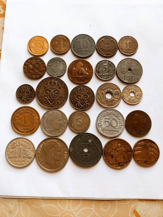25 старовинних монет світу. Німеччина Швеція Франція Бельгія Голландія