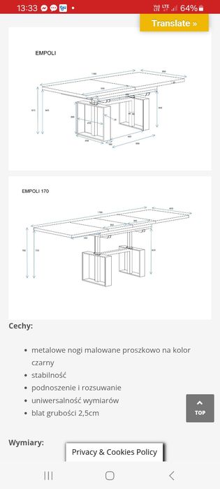 Stolik ławostół nowy