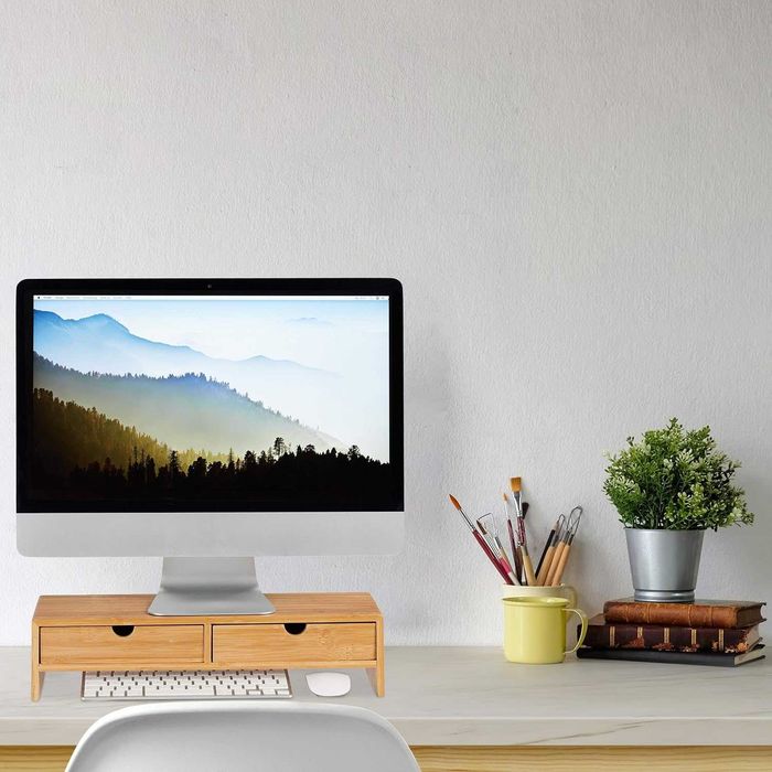 Relaxdays Stojak na monitor z bambusa