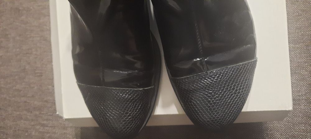 Botki damskie skora lakierowana