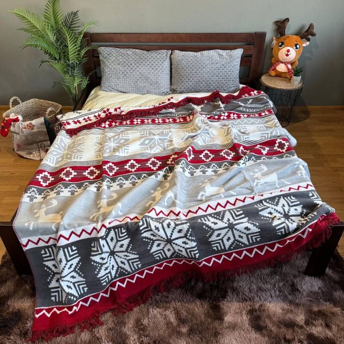 ШикарнийНоворічний плед двухсторонній теплий та мякий Туреччина