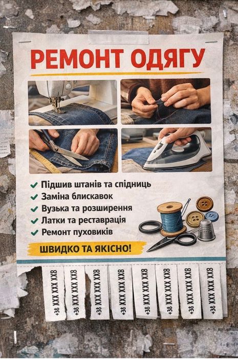 Ремонт одягу любого виду