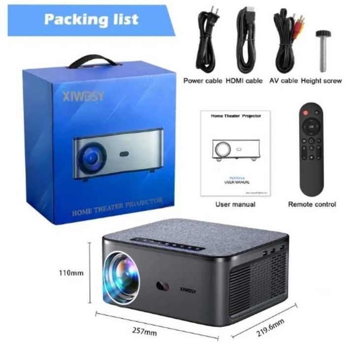 Проектор T08 XIWBSY HORLAT 2/64G 1500Ansi Android Full HD Auto Focus