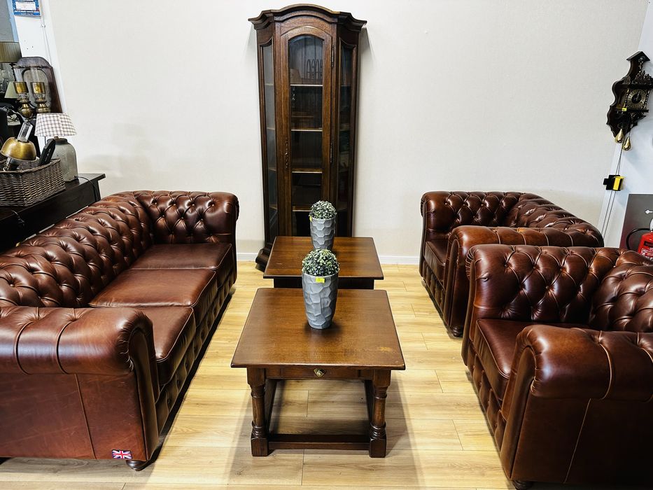 Ekskluzywny komplet chesterfield 3+1+1 PRZYPALANY KONIAK :) JAK NOWY :)