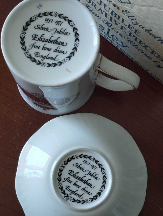 Caneca e Prato Jubileu 1977 Rainha Elizabeth II