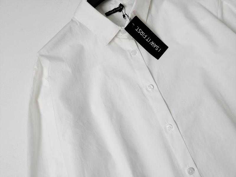 Белая хлопковая удлиненная свободная рубашка