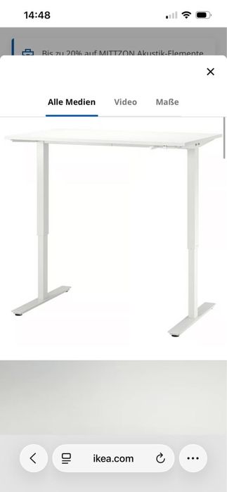 Novo TROTTEN secretária de pé/sentado IKEA, branca, 120x70 cm.  NOVO