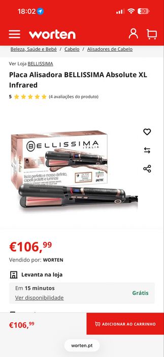 Prancha de esticar o cabelo belissima