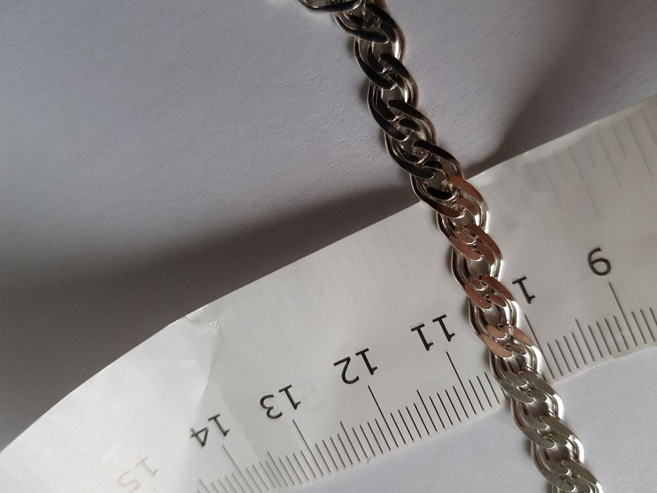 Szeroki Łańcuszek srebrny 42,5 cm stan idealny