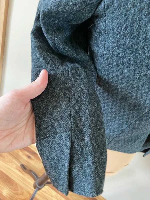 Marynarka tkana tekstura żakiet bolero mng mango xs s welna wool 34 36