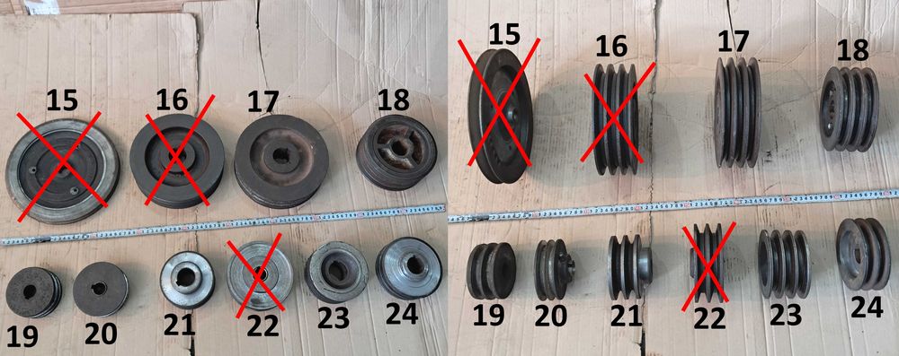 Шків 100 - 80 мм, 160 мм, 170 мм, 224 мм, 235 мм, 310 мм.. (Шкив 43 шт