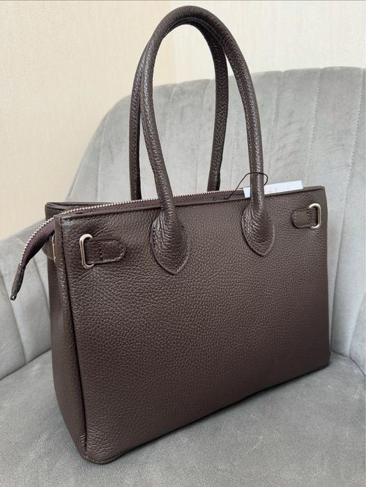 Жіноча шкіряна сумка тоут шоколадна vera pelle