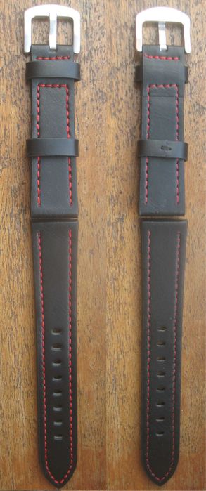 Bracelete Desportiva Preta - Costura Vermelha - 20mm