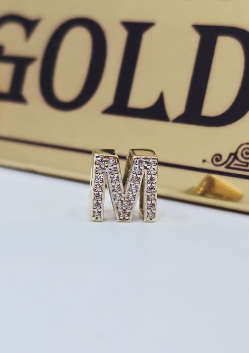 Złoty charms litera M próba 585 14k