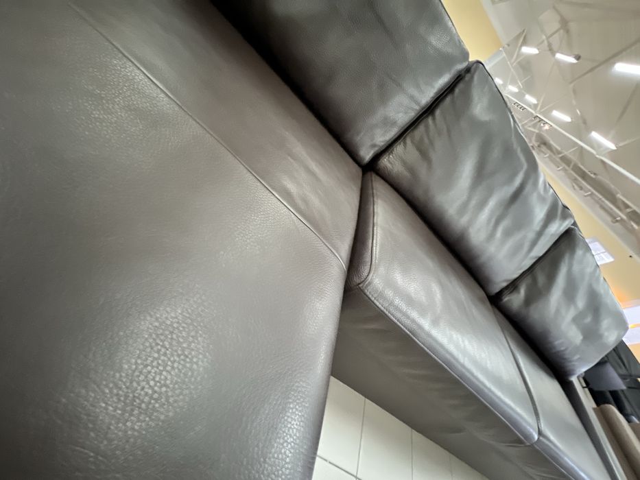 Доставка Диван кутовий шкіряний розкладний з нішею темно коричневий