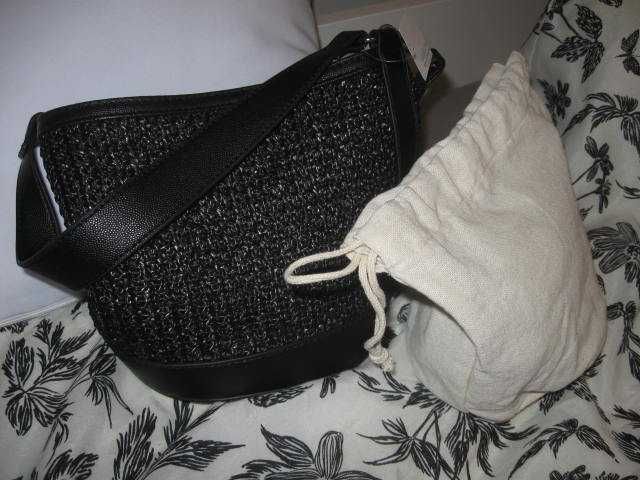 Mała Torebka Czarna z Wkładem Bawełnianym Nowa