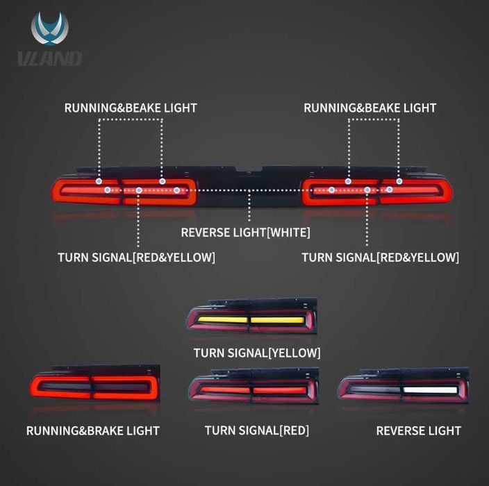 Lampa Lampy Tył Blenda Europa LED VLAND Dodge Challenger 2008, 2014