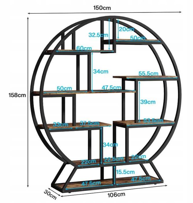 Okrągły regał na książki, kwiaty
