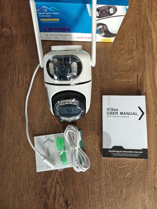 Kamera WiFi 8MP Obrotowa IP66 iCsee 2 obiektywy