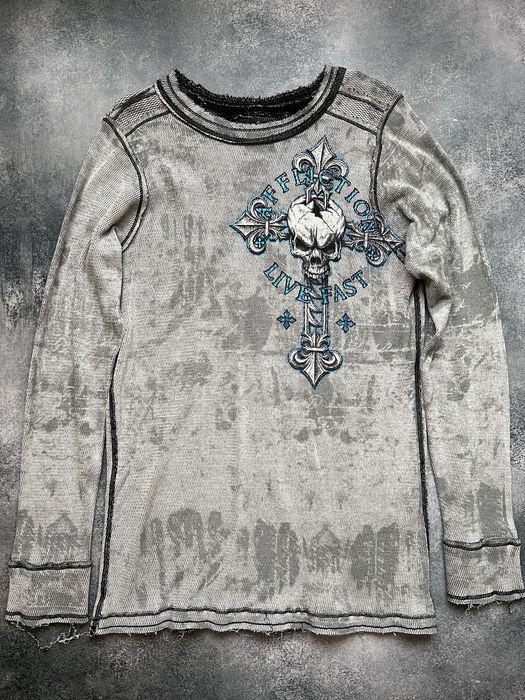 Оригінал Affliction двосторннній лонг кофта sk8 vintage