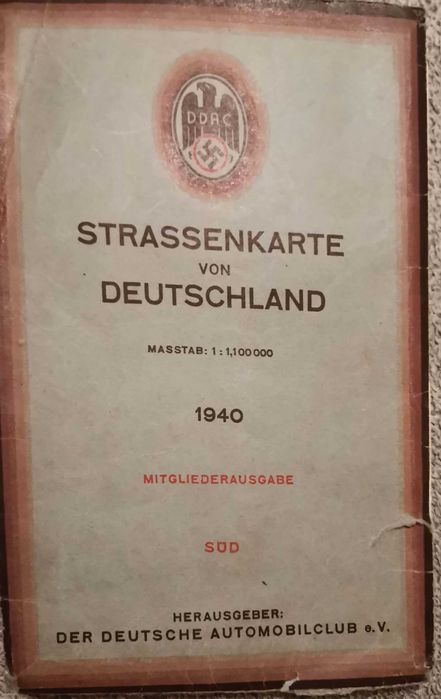 Niemiecka mapa z 1940r. Srrassenkarte von Deutschland
