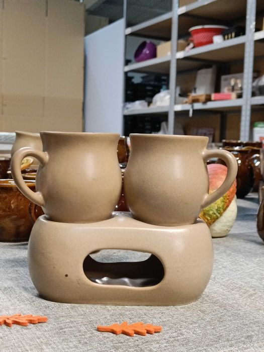 Kubki kamionkowe do grzańca / grzanego wina z podgrzewaczem - OUTLET