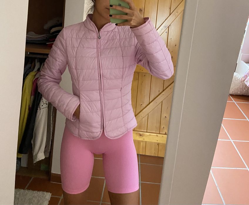 Casaco impermeável rosa tam. S