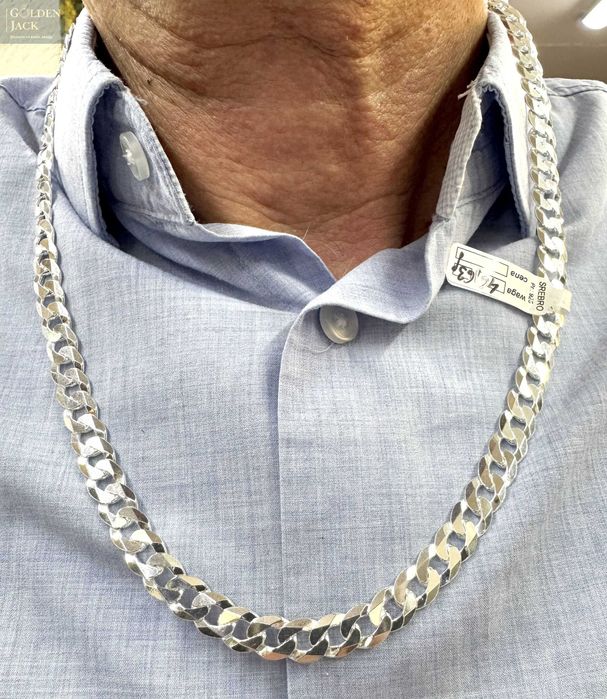 Srebrny łańcuszek splot Pancerka srebro pr. 925 waga 46,63 g dł. 60 cm