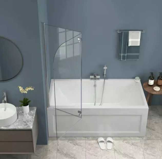 Скляна шторка для ванни Glass 100x140 Silver