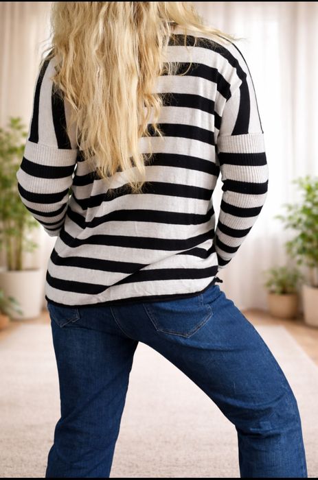 Sweter w paski Garcia Jeans | czarno-biały | golf | S