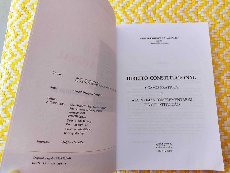 DIREITO CONSTITUCIONAL - Casos práticos
Manuel Proença de Carvalho