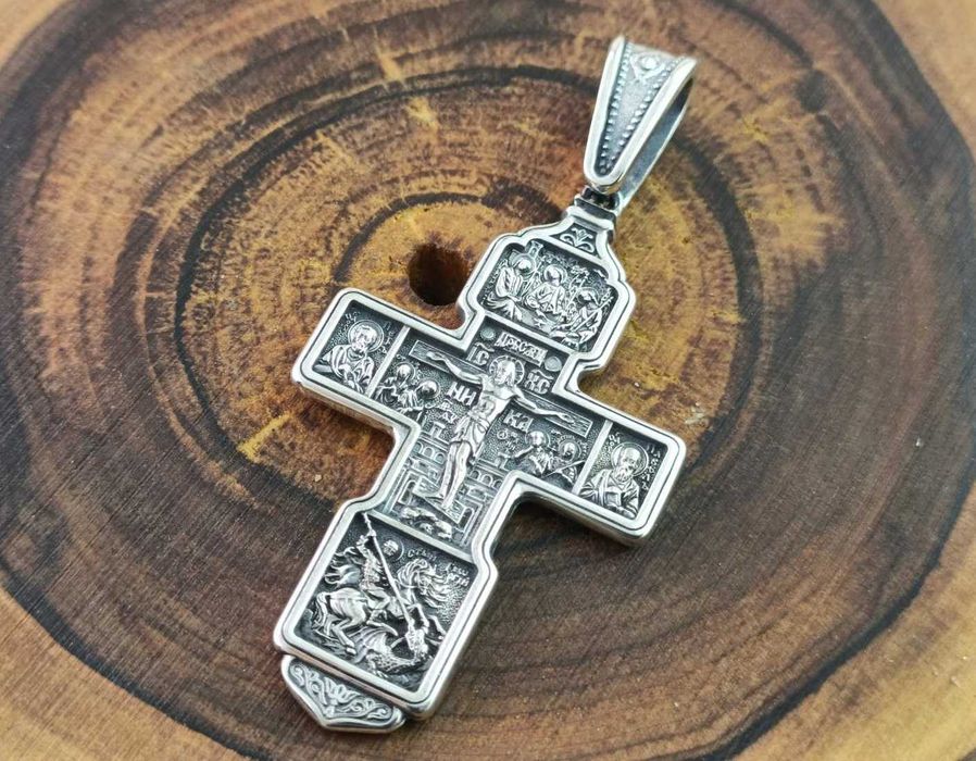 Серебряный крестик, мужской с архангелом Михаилом. Хрест срібний 925