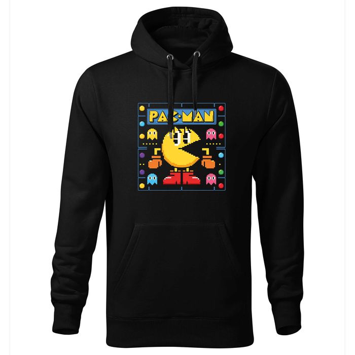 bluza z kapturem z logo PACMAN, bluza kultowa gra retro gra PACMAN