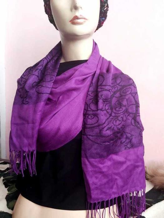 Okazja! Piękny Fioletowy elegancki szalik
