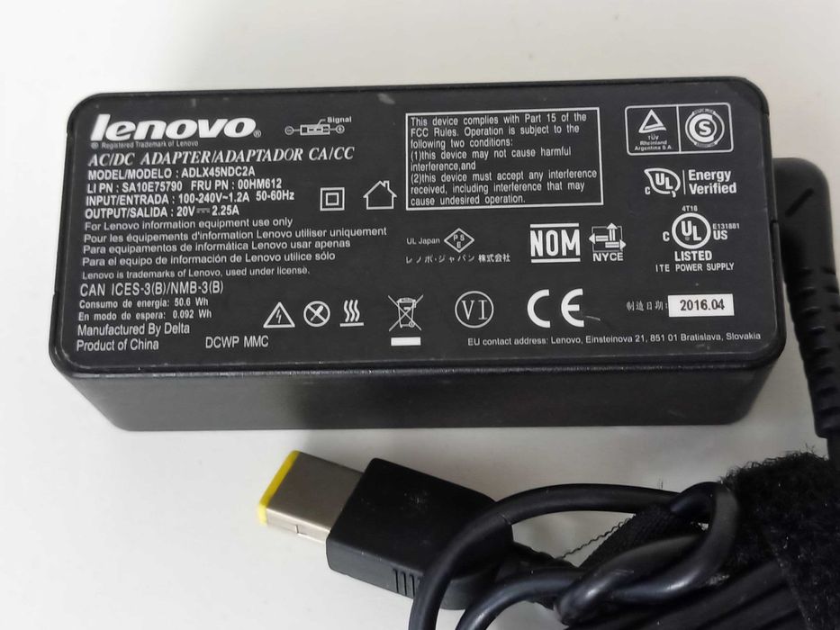 Блок питания LENOVO 20V 2.25A 45W Оригинал. Прямоугольный разъем.
