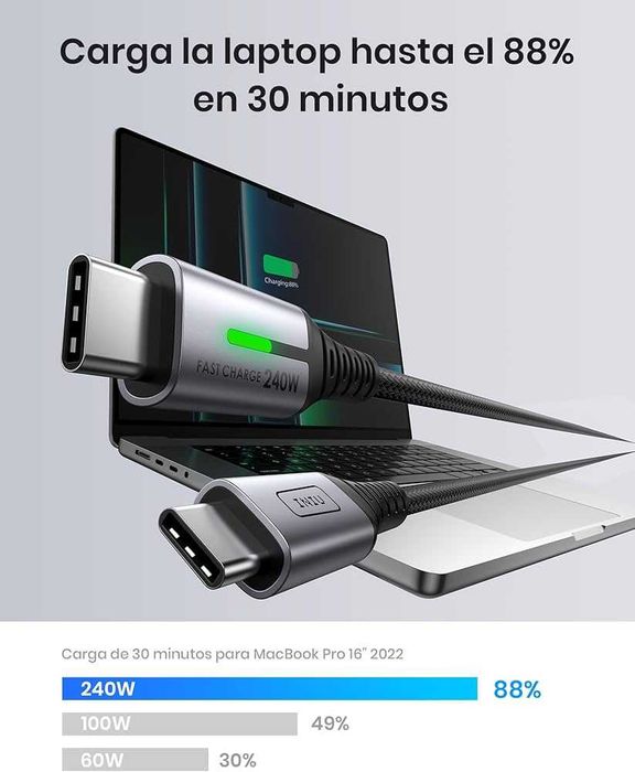 Nowy Zestaw 2x Kabel USB-C do USB-C INIU 240W PD 3.1 | 2 metry | Nylon