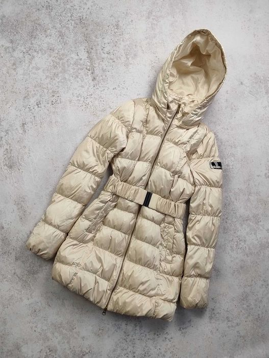 Adidas Neo Label beige down coat – pikowana kurtka puchowa z