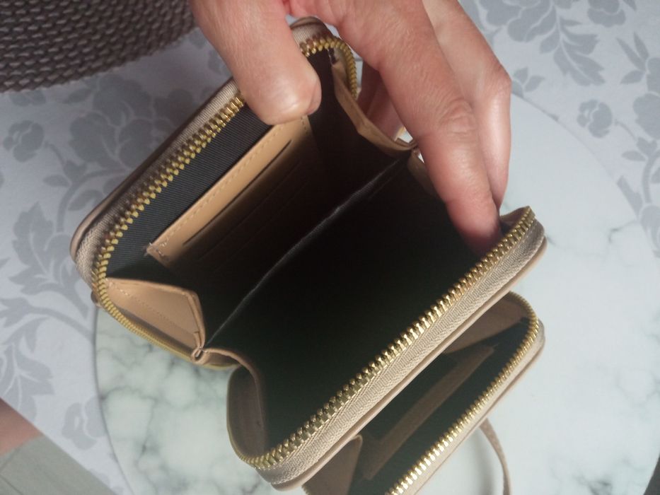 Torebka kopertówka damska, beżowa, mała torebka, NOWA