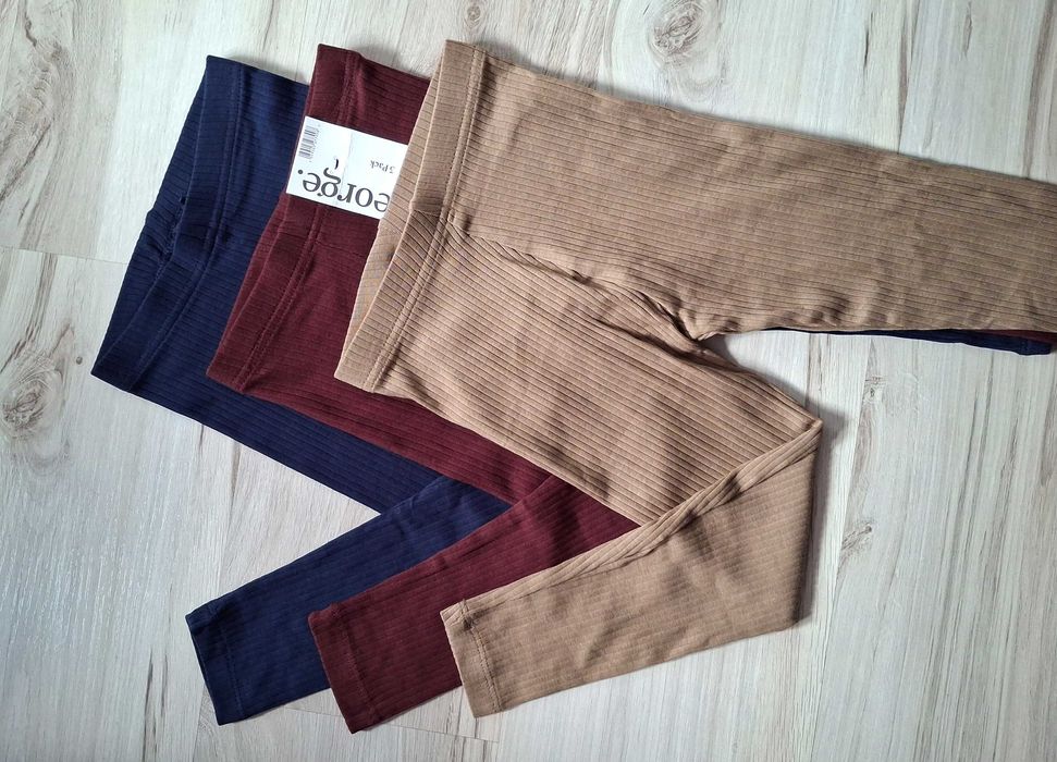 3 pack legginsy prążek George 4-5 lat / 104-110cm