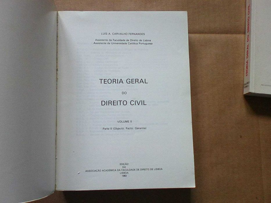 Teoria Geral do Direito Civil  Vol. i Tomo I e Vol II