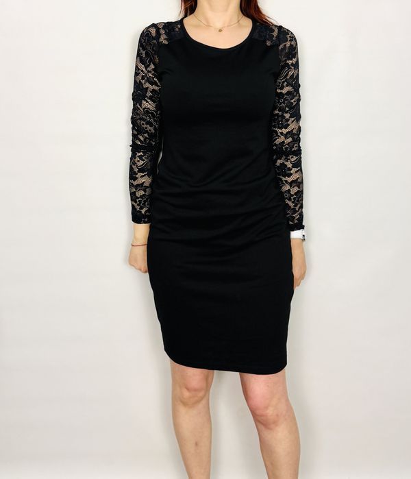 Czarna ołówkowa sukienka z koronką S 36 H&M Mama