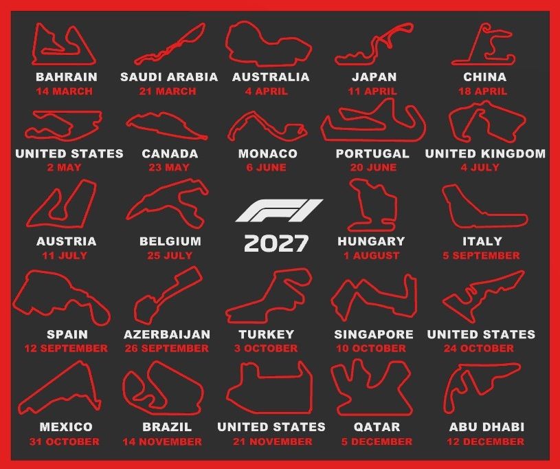 Calendario F1 2027