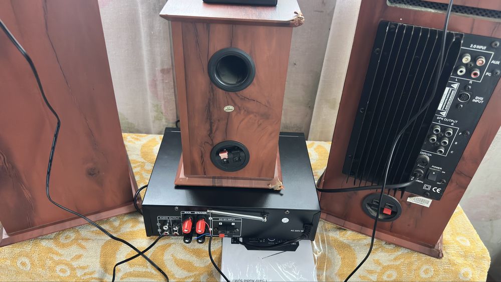 MP3 усилитель звука акустическая система комплект 4 колонки