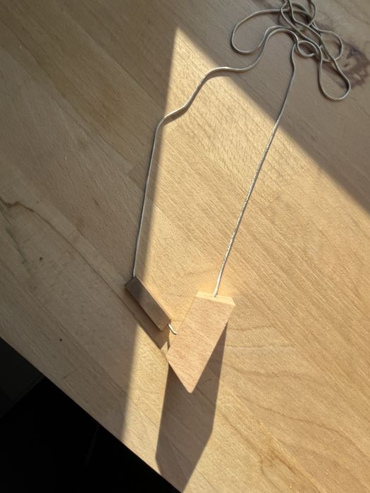 Naszyjnik łączone materiały geometryczny drewno