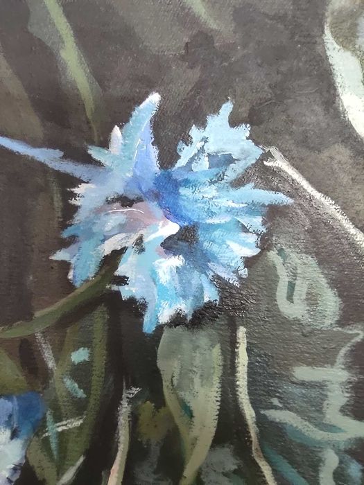 obraz 70x100 duży, bukiet, kwiaty, owady,piksele